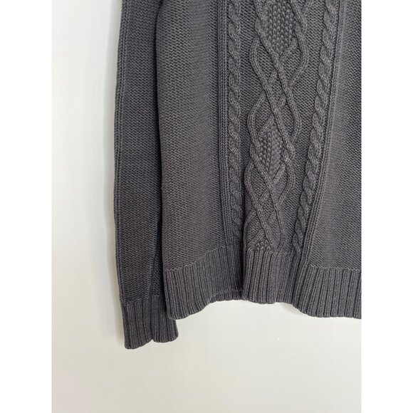 Eddie Bauer Cotton Blend Fishermans Cable Knit Turtle Neck Sweater Gray M‎ Tall - Picture 4 of 9